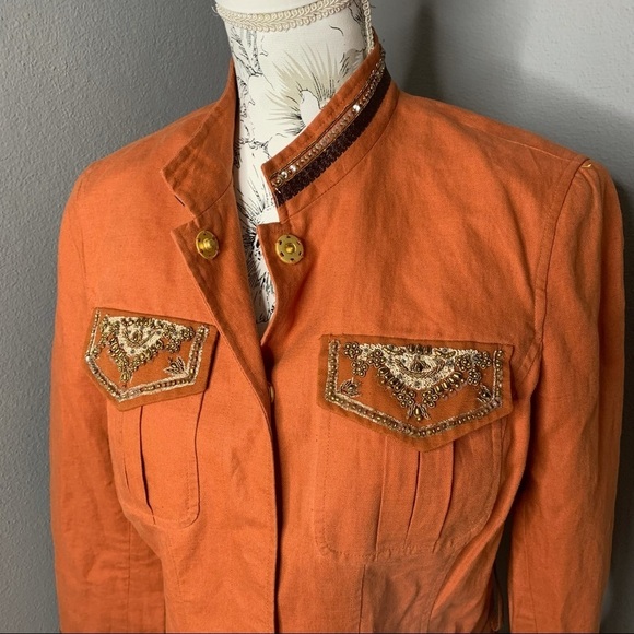 Votre Nom Paris Size 8 Medium Orange Blazer Jacket - Picture 2 of 4